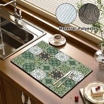 Kitchen Drying Mat Quick Dry Coffee Mat Absorbent Dish Placemat Anti Slip Table Cup Drying Mats Table Decoration Accessories 40X50cm
