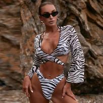Moteriškas bikinis Seksualus maudymosi kostiumėlis aukštu juosmeniu Paplūdimio maudymosi kostiumėlis Moteriškas vasaros maudymosi kostiumėlis S balta