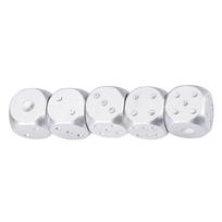5pcs Aluminium Alloy Table Game Poker Games Dices Set with Storage Box Silver square