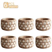 6/12 vnt. natūralaus džiuto pinti servetėlių žiedai, kaimiško stiliaus stalo dekoracija, servetėlių klipai, namų staltiesių laikymo žiedai 6pcs ruda