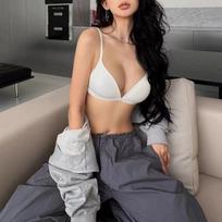 Triangle cup underwear women's summer sexy thin small breasts gather soft support seamless nude comfortable no steel ring bra S (for 32ab) balta