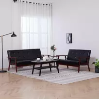 Sofa Sofos komplektas, 2 dalių, juodos spalvos, dirbtinė oda