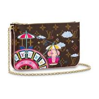 Louis Vuitton Pochette Dvigubo Užtrauktuko Klasikinė Universali Nešiojama Komiksų Spausdinimo Padengtas Drobės Apatinės Pažasties Sankaba Pečių Krepšys Moteriškos rankinės Ruda M69744 Basic Set (Bag+Dust Bag)