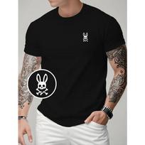 Europos dydžiai Vyriški Prekinio ženklo Kaukolės Triušio Spaudos Marškinėliai - Vasariniai Laisvalaikio Drabužiai Apvalus Kaklas Trumpomis Rankovėmis T-Shirt S juoda