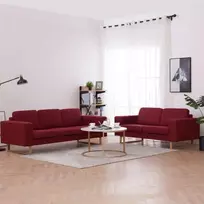 Sofa Sofų komplektas, 2d., vyno raud. sp., audinys
