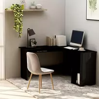 Kampinis stalas, juodas, 120x140x75cm, MDP, L formos, blizgus