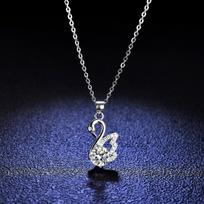 Luxury Solid Platinum PT950 1 Karat Moissanite Diamond Pendant Necklace Women's Swan Pendant Clavicle Chain balta