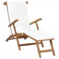 Sofa Terasos kėdė su čiužinuku, kreminė balta, tikmedžio masyvas