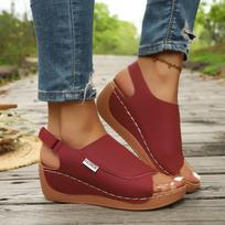 Velcro Storio Padu Platformos Pleišto Sandalai Moterims, Žuvies Burnos Atvirais Pirštais Paplūdimio Sandalai 43 raudona