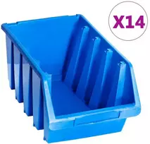 Sudedamos sandėliavimo dėžės, 14vnt., mėlynos, plastikas