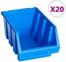 Sudedamos sandėliavimo dėžės, 20vnt., mėlynos, plastikas
