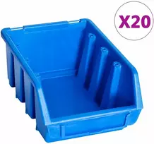 Sudedamos sandėliavimo dėžės, 20vnt., mėlynos, plastikas