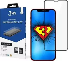 3MK HardGlass Max Lite, skirtas iPhone 12/12 Pro, Juodas, ekrano apsauga nuo pirštų atspaudų