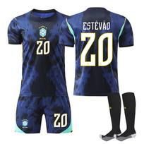 2026 FIFA Pasaulio taurė Brazilija Išvykos #20 ESTÊVÃO Sportinis Treniruočių Džersio Rinkinys su Kojinėmis Paaugliams Vaikams Suaugusiems Individualus Vardas Futbolo Aprangos 16