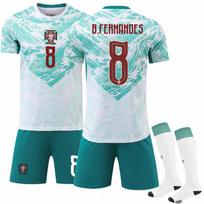 2026 m. FIFA Pasaulio taurė Portugalija išvykos #8 B.FERNANDES Sportinė treniruočių apranga su kojinėmis Paaugliams Vaikams Suaugusiems Individualus vardas Futbolo komplektai 16