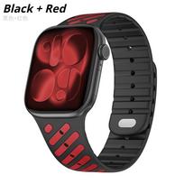 Two-Tones Silicone Band For Apple Watch Ultra 3 49mm 42mm 44mm 45mm 46mm Magnetic Sports Strap for iWatch Series 11 10 9 8 7 SE3 Smartwatch Bracelet 42mm 44mm 45mm 49mm raudona