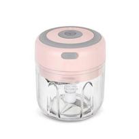 Grinder 250mL Electric Food Chopper USB Rechargeable Mini Garlic Masher Machine Wireless Multi-Function Condiment Grinder Chili rožinė