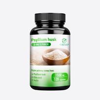Psyllium husk capsules, organic fiber supplement, 1500 mg per serving, all-natural, suitable for adults. 120*1