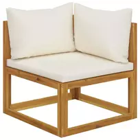 Modulinė kampinė sofa su kreminėmis pagalvėlėmis, akacija