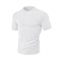 Men's Textured Jacquard T-Shirt Crew Neck Short Sleeve Casual Top S balta