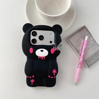 Cartoon Black & White Violence Bear iPhone 14/13/12/11 PROMAX Drop-proof Case iPhone 16 Pro Max