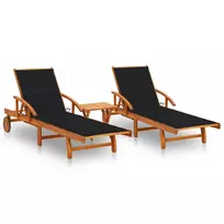 Sofa Saulės gultai su staliuku ir čiužinukais, 2vnt., akacija