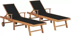 Sofa Saulės gultai su juodais čiužinukais, 2vnt., tikmedžio masyvas