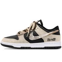 Nike Dunk Slip Resistant Abrasion Resistant Low top Skateboard Shoes Unisex Black Beige Brown DD1391-100(Team1921-A) 38.5