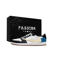 Jordan x Travis Scott Air Jordan 1 Blue Tail Travis Scott X AJ1 Low 7.0 Slip Resistant Low top Vintage Basketball Shoes DZ4137-700(Team1897-) 43