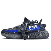 Adidas Originals Yeezy Boost 350 V2 Slip Resistant Low top Casual Shoes Unisex Black Blue HQ4540(Team401-) 36⅔