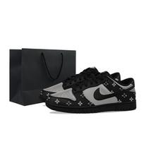 Nike Dunk Low Leather Low top Casual Skate Shoes Men's Black Gray IO7606-010(Team1423-) 40