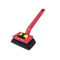 Handheld BBQ Grill Cleaning Brush Replaceable Pads Burnt Residue Cleaning Tool  Outdoor Cooking raudona