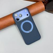 iPhone 17 Pro Max Retro Magnetic Stand Case with Tech Fabric and Drop Protection 16 Pro mėlyna