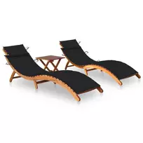 Sofa Saulės gultai su staliuku ir čiužinukais, 2vnt., akacija