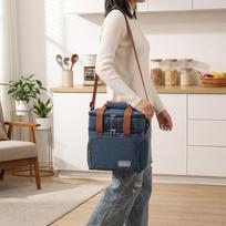 Insulated Lunch Box Leakproof Tote Bag for Women Men Work Outdoor Activities tamsiai mėlyna spalva