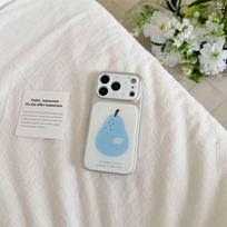 Blue Pear Silicone Case for iPhone 16 Pro Max with Double Electroplated Window iPhone 17
