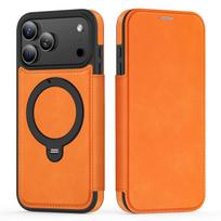 Apple iPhone 17 Pro Max/16/15 Pro Magnetic Flip Leather Case with Stand & Anti-Theft Brush iPhone 15