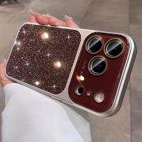 iPhone 17 Pro Max Gradient Glitter Protective Case with Crystal Lens iPhone 14 senovinė raudona spalva