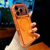 Colorful Magnetic iPhone 17 Case with Air Cushion iPhone 17 Pro oranžinė