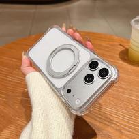 iPhone 17 Air Case with Rotating Magnetic Stand, Apple 16 Transparent, 15 Thickened Drop-Proof Acrylic iPhone 12