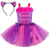 Cheshire Cat Tutu Dress: Girls' Fluffy Mesh Skirt for Festivals or Princess Play 12M