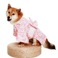 Cat Kimono Japanese Style Bow-knot Decor Fabric Two-legged Pet Costume Dress for Party 5 rožinė