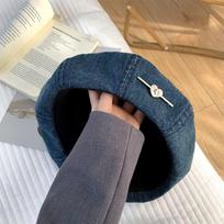 Solid color Cowboy Beret Cap Y2K Painter Hat Sweet Love Heart Beret  Outdoor šviesiai mėlyna spalva