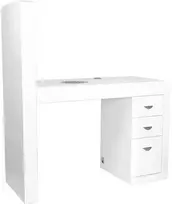 Activeshop Manikiūro stalas su dulkių surinkėju COSMETIC DESK LEFT SHELF Baltas