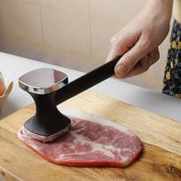 2pcs Stainless Steel Heavy Duty Meat Tenderizer Hammer with Non-Slip Rubber Grip - Effortless Pounding, Tenderizing for Kitchen