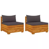 Dvivietė sodo sofa su pagalvėlėmis, akacijos medienos masyvas