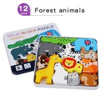 Toys Educational Vehicle Montessori Wooden Puzzle for 3D Animal Wood Jigsaw Puzzle Game Baby Learning Toy Kids Children Gift