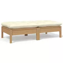 Dvivietė sodo sofa su kreminėmis pagalvėlėmis, pušies masyvas