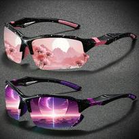 2pcs Women's Semi-Rimless Polarized Sunglasses TAC Color Coated Lenses Purple & Pink Classic Design, Daily & Gift Use