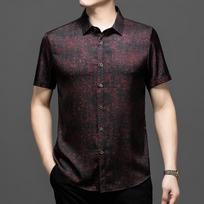 Men's Summer Hong Kong Style Loose Collar Top Men's Short Sleeved Shirt Men's Shirt 2XL pilka spalva